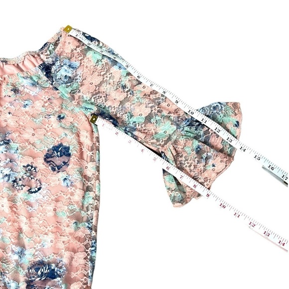 Almost Famous Off The Shoulder Lace Pink Floral Top - Size Small - Picture 14 of 14